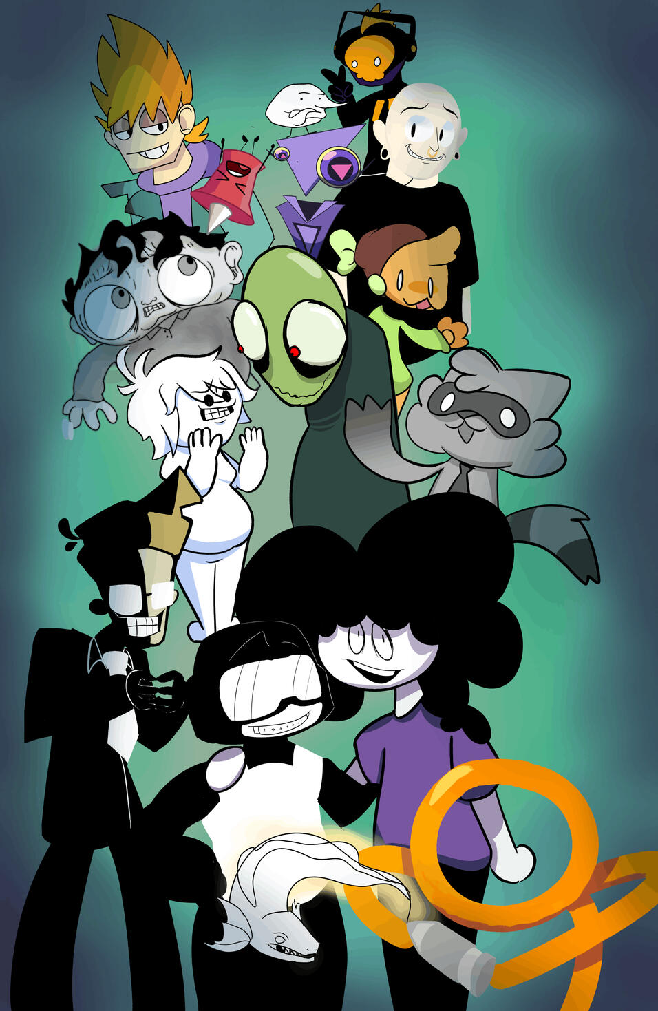 A very quick drawing i made of some animators that I know and love, and that have inspired me..
